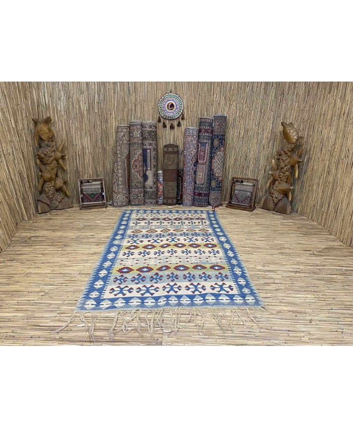 Handmade Turkish Kayseri Nomadic Original  Wool on Wool Kilim – FREE SHIPPING..!